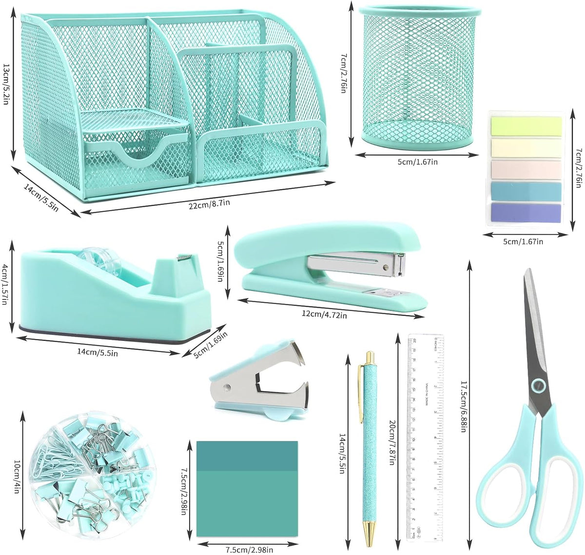 12 in 1 Green Desk Organizers & Accessories Set for Office & Home & School