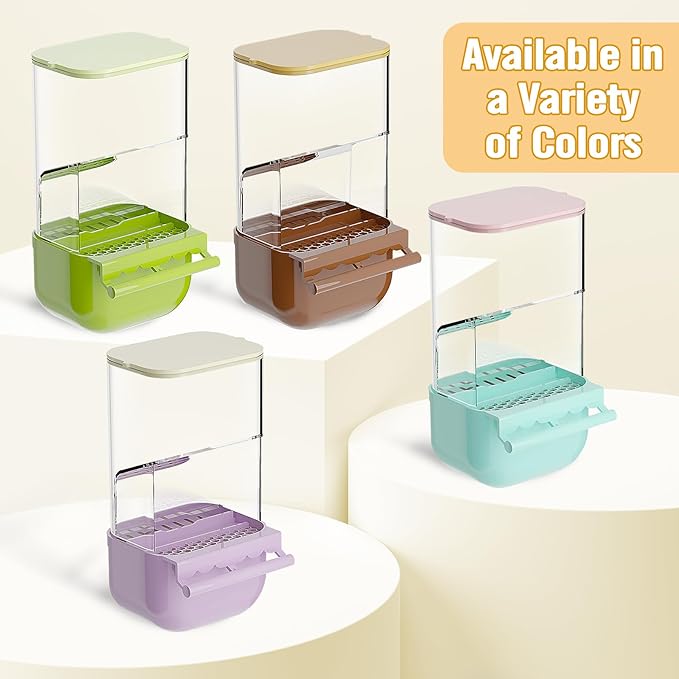 BNOSDM No Mess Bird Cage Feeders Automatic Bird Feeder Parrot Cage Accessories Transparent Seed Food Container with Perch for Finches, Parakeets, Budgies, Lovebirds, Cockatoos, Canaries(Purple)