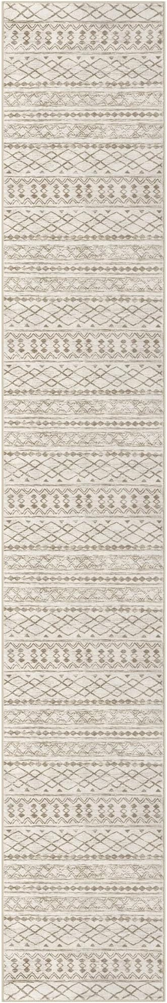 KUTA Boho Runners for Hallways 2.6x16 ft Moroccan Beige Washable Long Hall