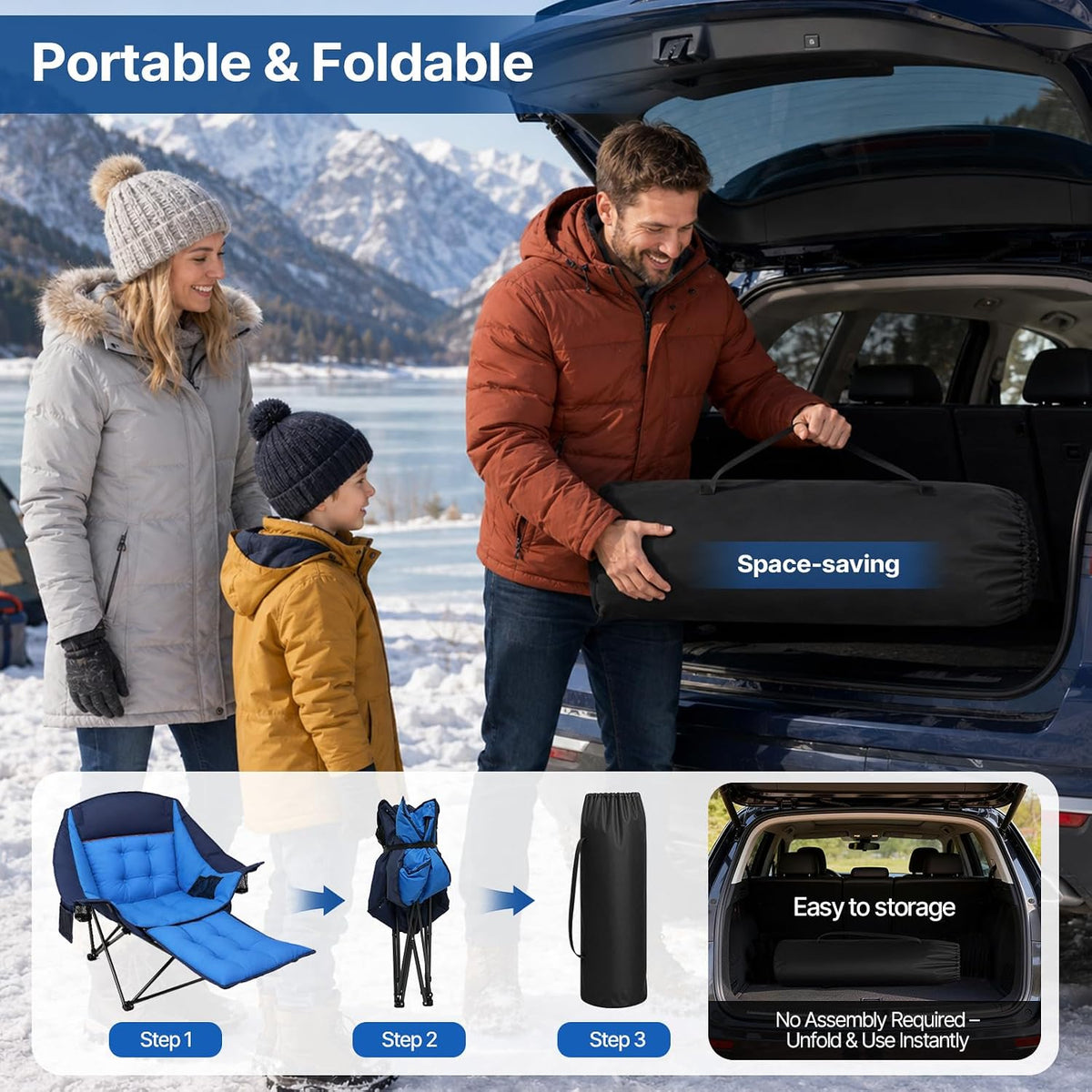 ZENPETIO Oversized Heated Camping Chair with 20000mAh Battery & Footrest