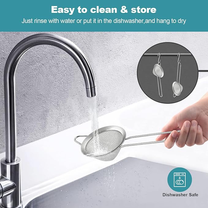 2 Pack Fine Mesh Strainer, Small Stainless Steel Sieves