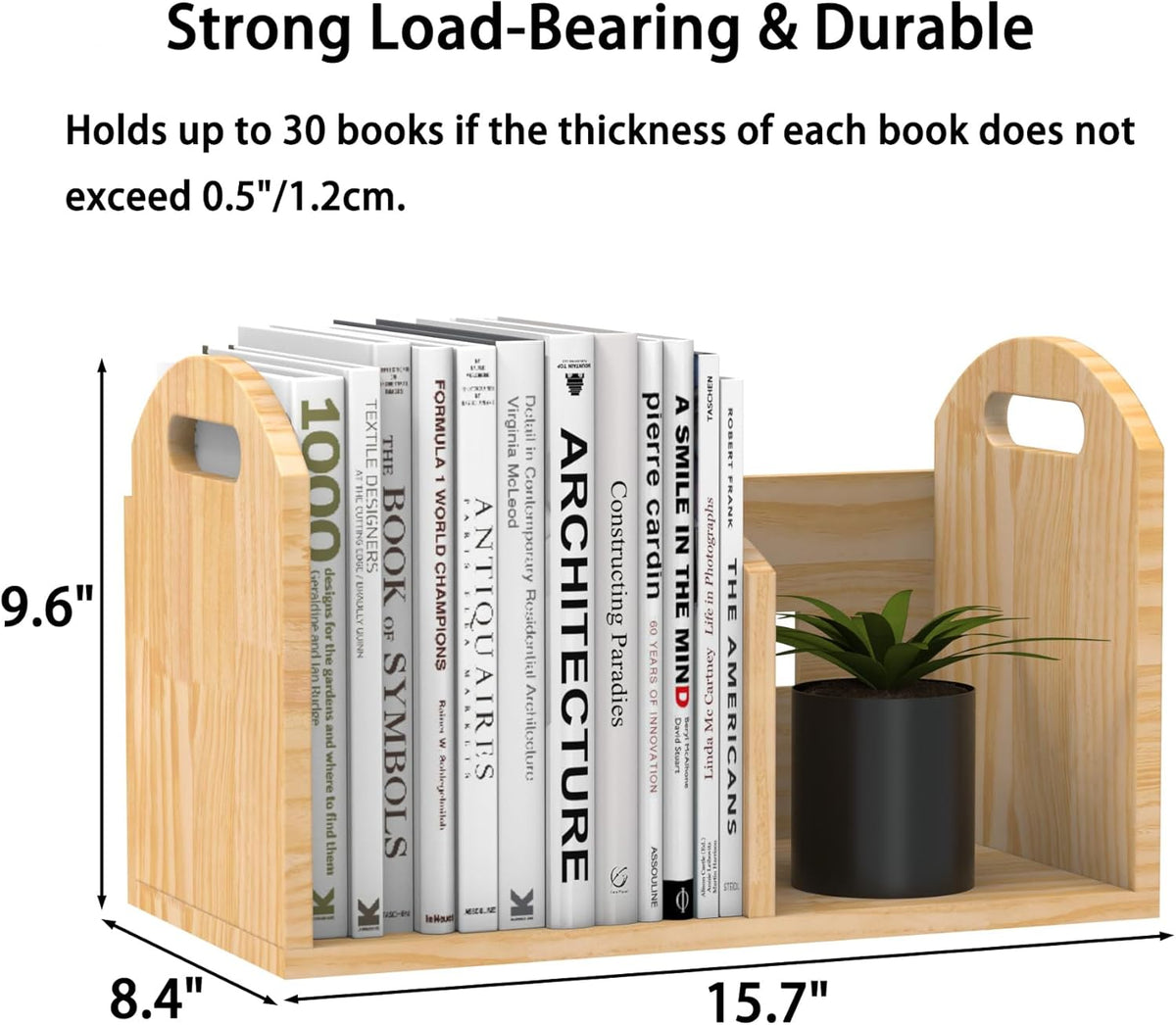 100% Solid Wood Adjustable Desktop Bookshelf, Retro Tabletop Book Shelf File Holder, Vertical Bookshelf Divider Desk Shelf for Home School Office Organization, Perfect for Books, Cookbooks, Magazine