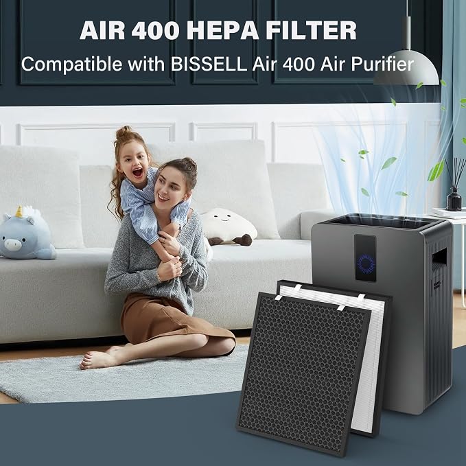 Air400 Filter Replacement for Bissell Air400, 2 True HEPA and 2 Carbon Filter