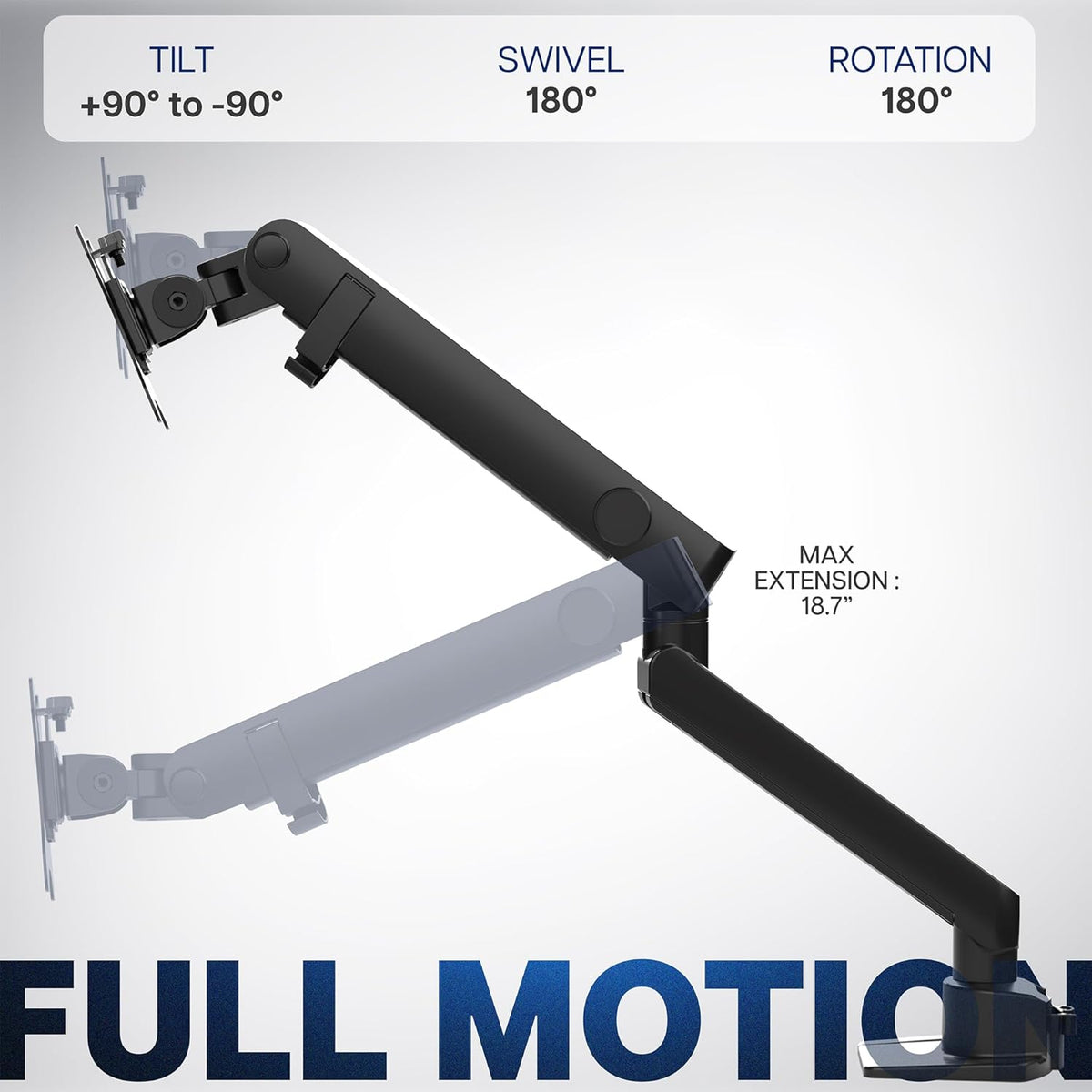 VIVO Premium Aluminum Full Motion Single Ultrawide Monitor Desk Mount Stand with Lift Engine Arm, Fits Screens up to 40 inches, STAND-V101BB