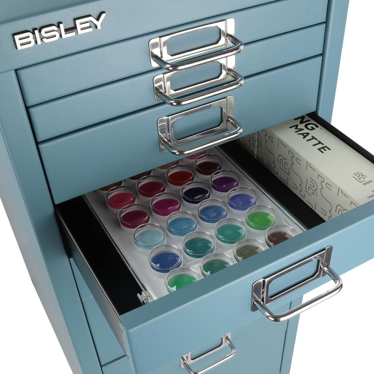 Bisley 8-Drawer Steel MultiDrawer Cabinet - Doulton Blue