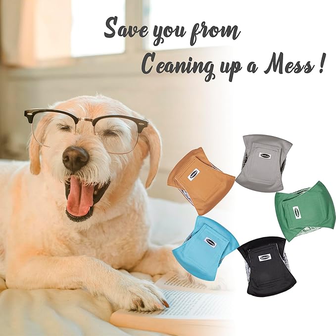 Male Dog Diapers, High Absorbing Dog Belly Bands for Male Dogs, Washable Reusable Dog Male Wraps(5 Pack)