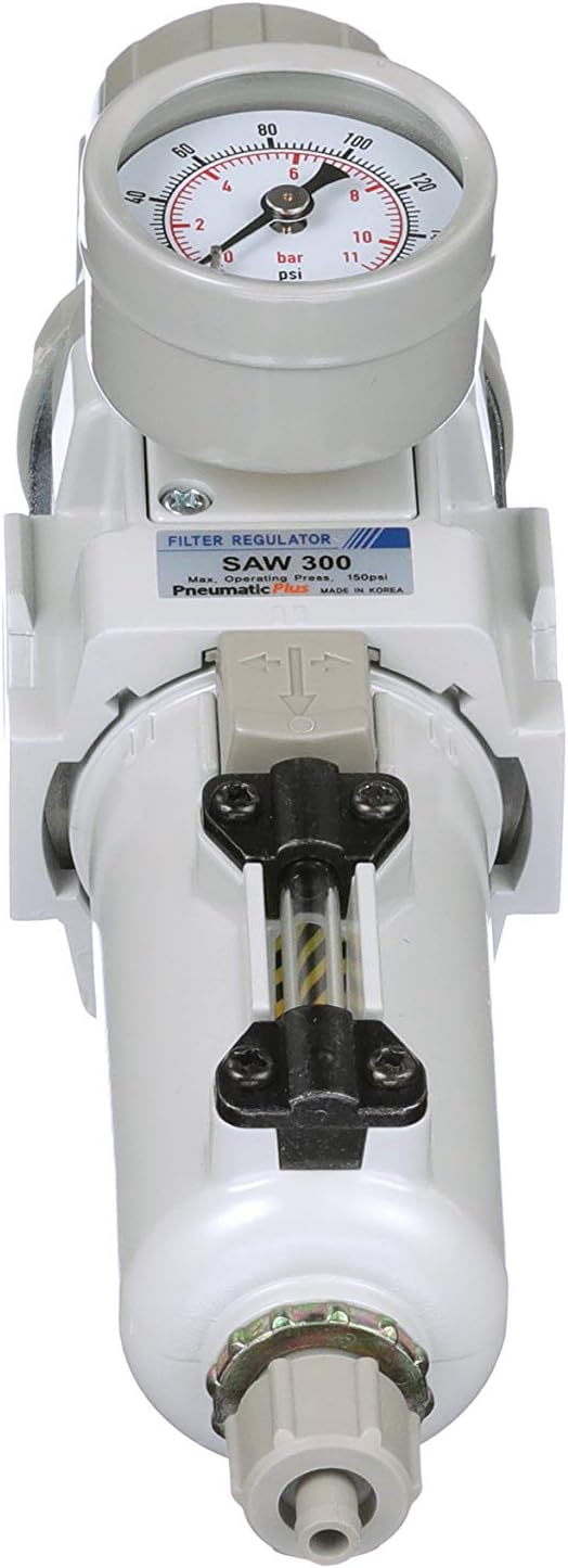 PneumaticPlus SAW300-N03BG-MEP Compressed Air Filter Regulator Piggyback Combo