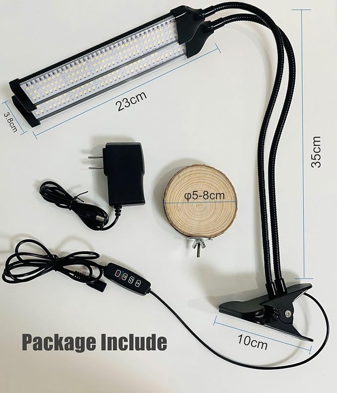 KINGYEENUO Double-Headed LED Bird Cage Light, Full Spectrum LED Pet Light, 10 Brightness Levels & 3/9/12H Timer, for Natural Environment Simulation, Safe for Hookbill Birds, Lighting Fixture Combo Kit