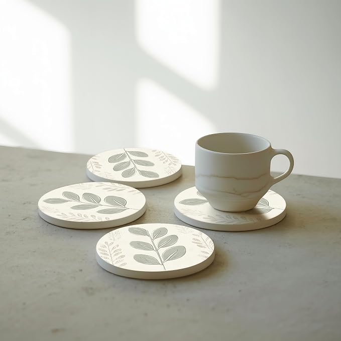 VEYRO Ceramic Coasters Set of 6 – Absorbent Stone Drink Coasters