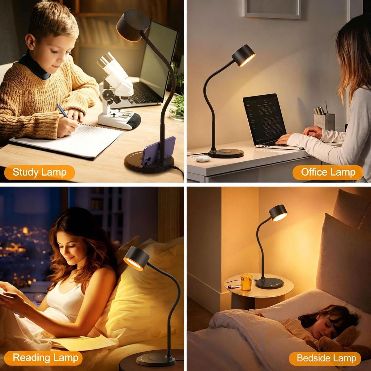 LiFMIRA Desk lamp with 2 USB Charging Ports, Touch Control Desk Light Black