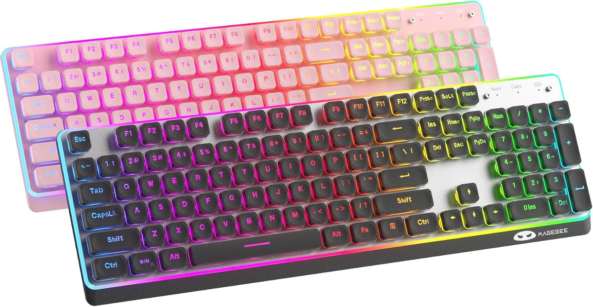 MAGEGEE Wireless Keyboard and Mouse Combo, 2.4G Full Size RGB Keyboard with 104 Keys, Rechargeable Wireless Mouse with 3 DPI, Ergonomic Computer Keyboard and Mouse Set for Windows Mac Laptop PC