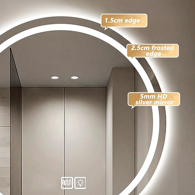 Wall Mirror for Bathroom, Wall Mounted Multifunction Bathroom Vanity Mirror
