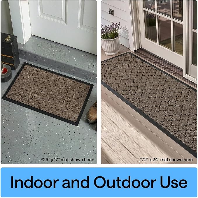 GORILLA GRIP 100% Waterproof All-Season WeatherMAX Doormat, US Designed Natural
