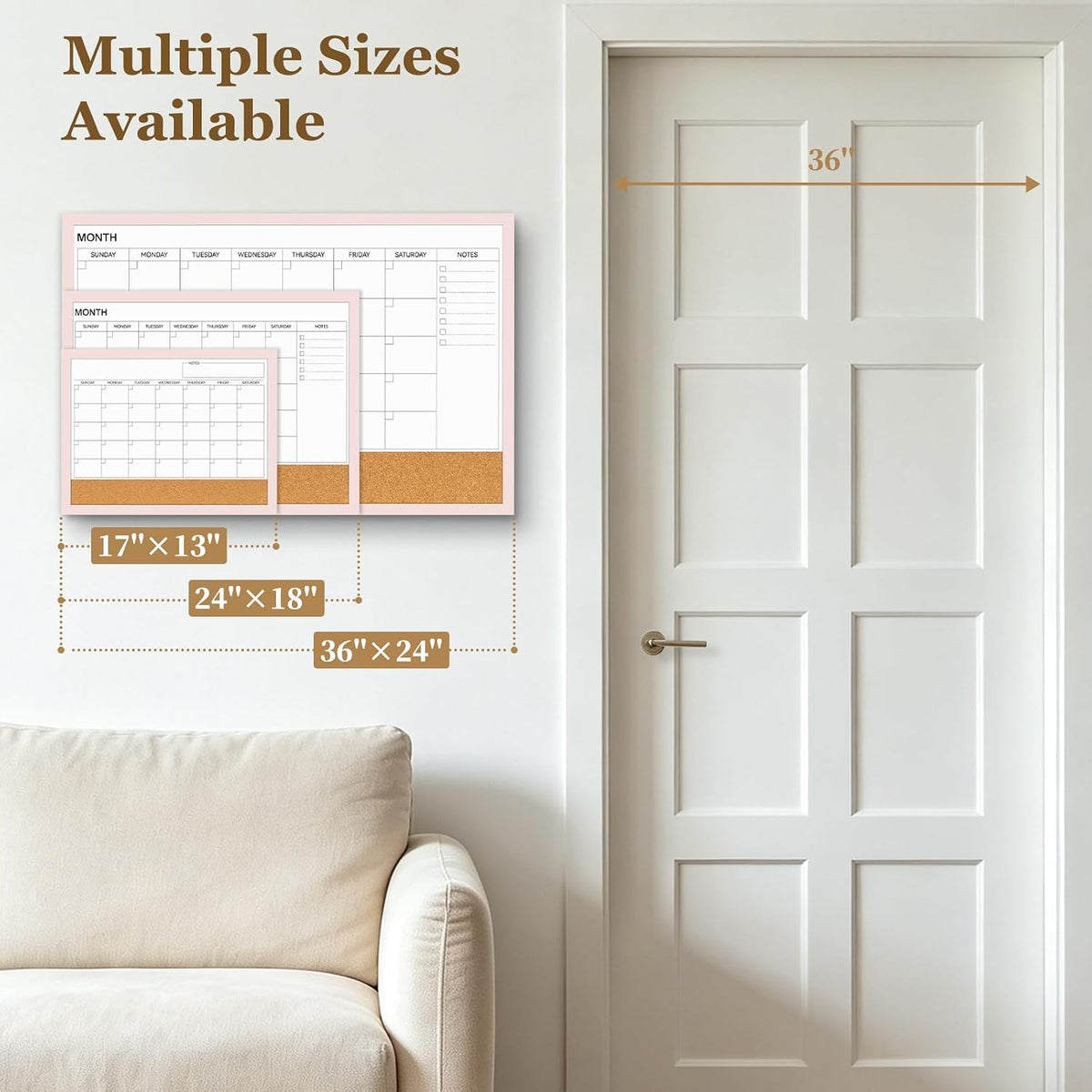 Dry Erase Calendar Whiteboard for Wall, 36'' x 24'' White Board Calendar