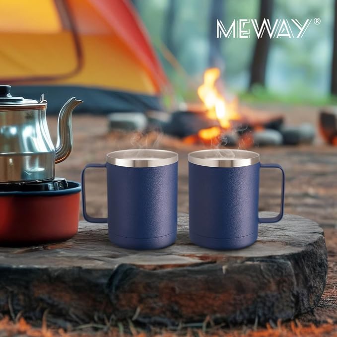 MEWAY 12oz Coffee Mug With Handle 8 Pack Bulk, Stainless Steel Insulated Travel