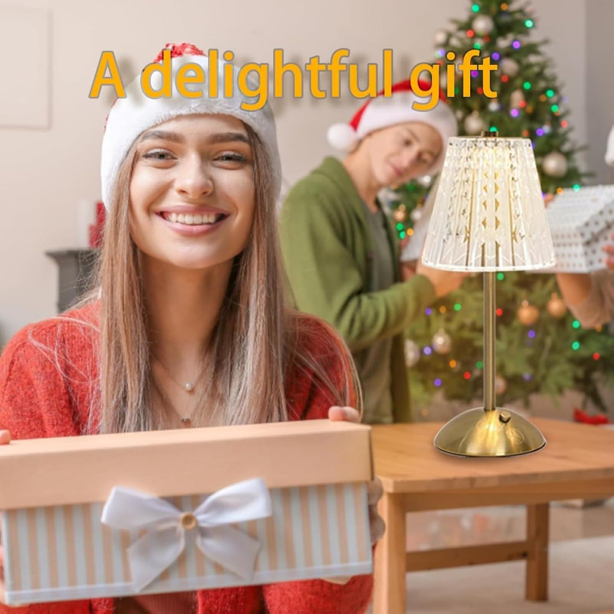 2 Pcs Cordless Rechargeable Table Lamp, Touch Dimming, 3 Color Modes