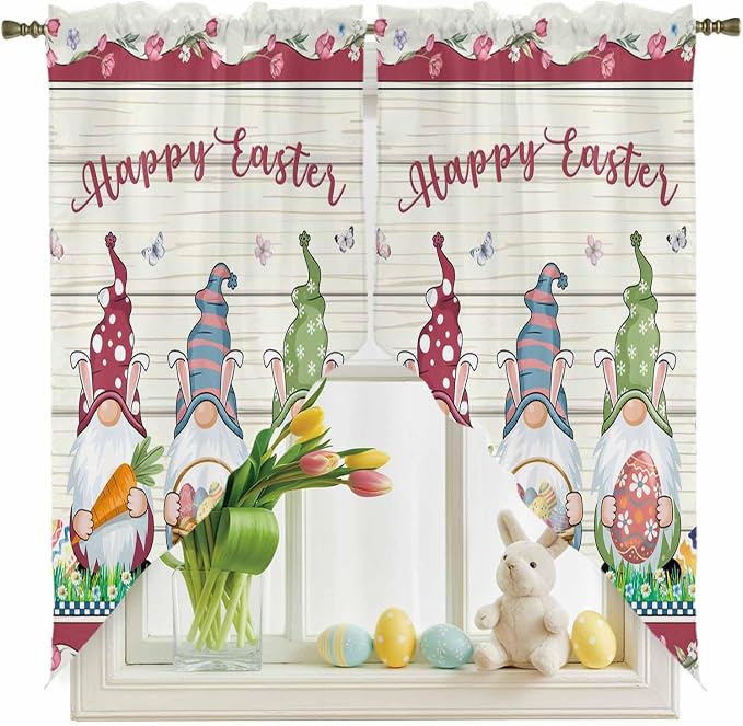 Swag Curtain, Happy Easter Gnomes