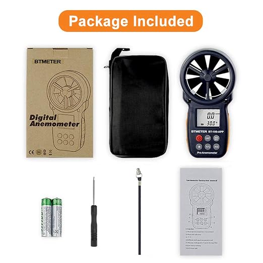 BTMETER BT-100APP Anemometer w/Wireless Bluetooth, Digital Handheld Wind Speed