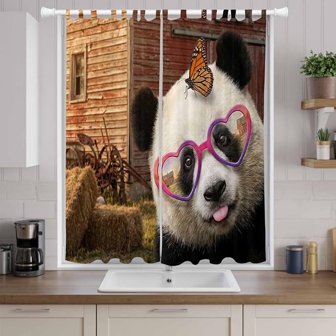 Farm Panda Living Room Curtains 96 Inch Length, Window Curtains Tab Top