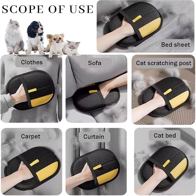 Whisker Gizmo Pet Hair Remover,Reusable Pet Hair Remover Glove,Pet Hair Removal Glove, Ultimate Pet Grooming Glove for Cats & Dogs - Dual-Sided Electrostatic Pet Hair Remover Mittens (3PCS)
