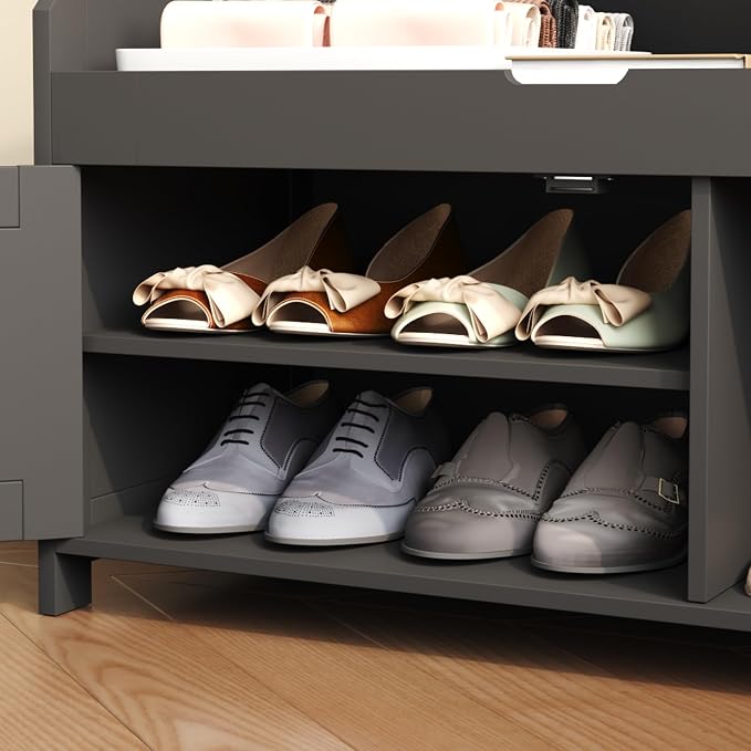 HOMEFORT 30" Shoe Bench with Lift Top Storage, Entryway Bench with Cushioned