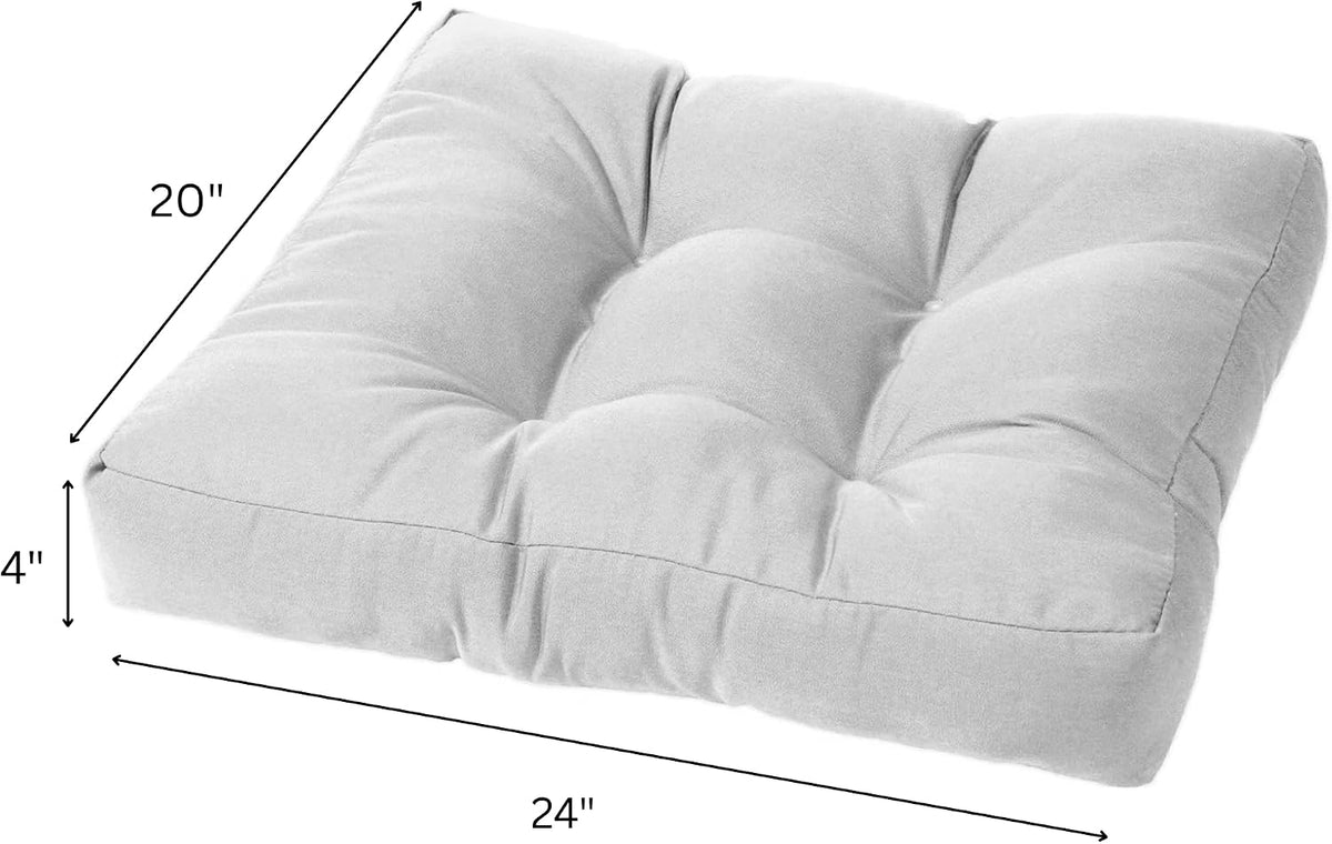 Cushion Source Tufted Ottoman Cushions, 24" X 20" X 4" Indoor and Outdoor Durable Tufted Cushion Made with Fade Resistant Sunbrella Fabric, Sunbrella Jockey Red