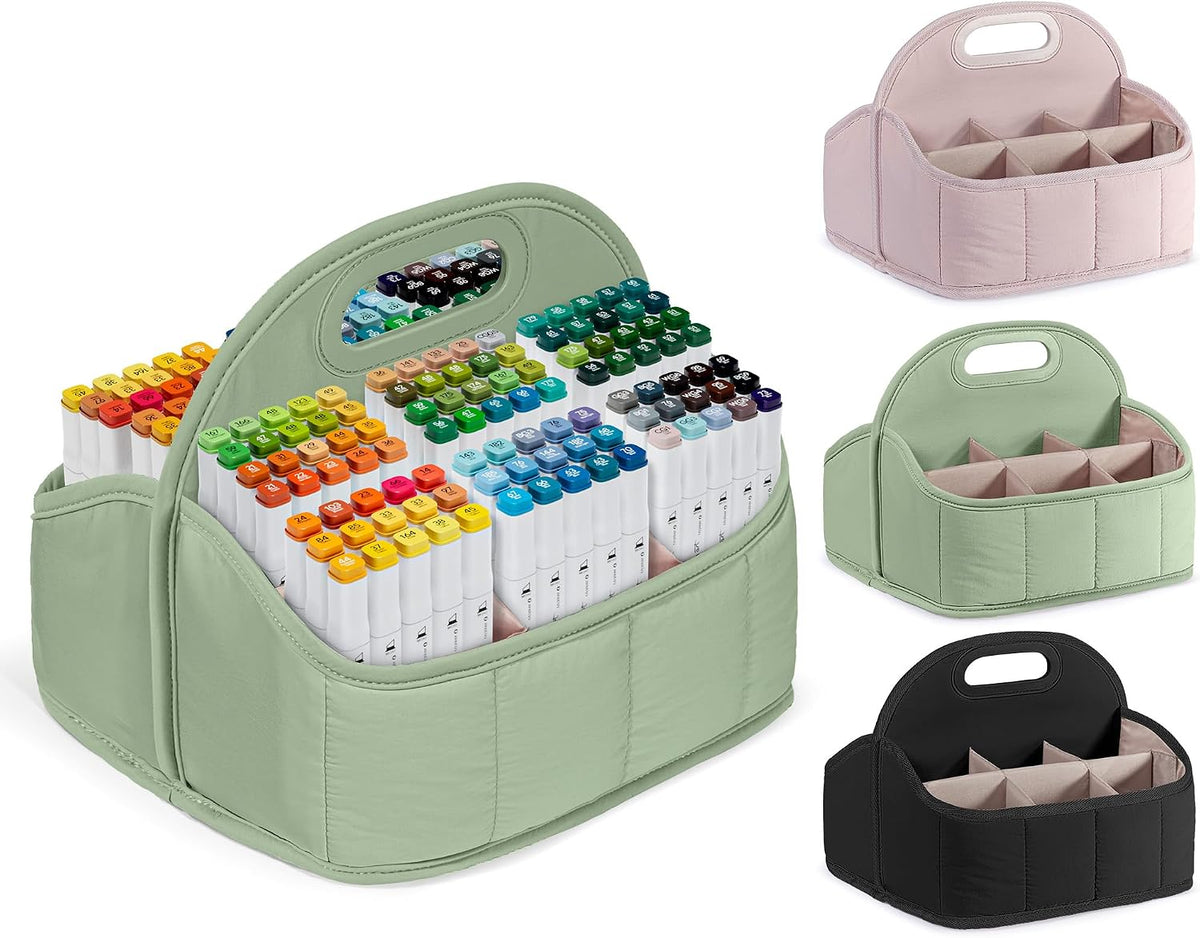 Rexmica Large Marker Caddy Organizer Case Bag for 210-400 Markers, Green