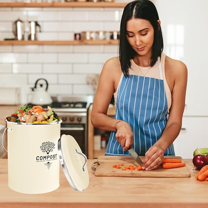 Kitchen Countertop Compost Bin, Odor Resistant Indoor Compost Bin