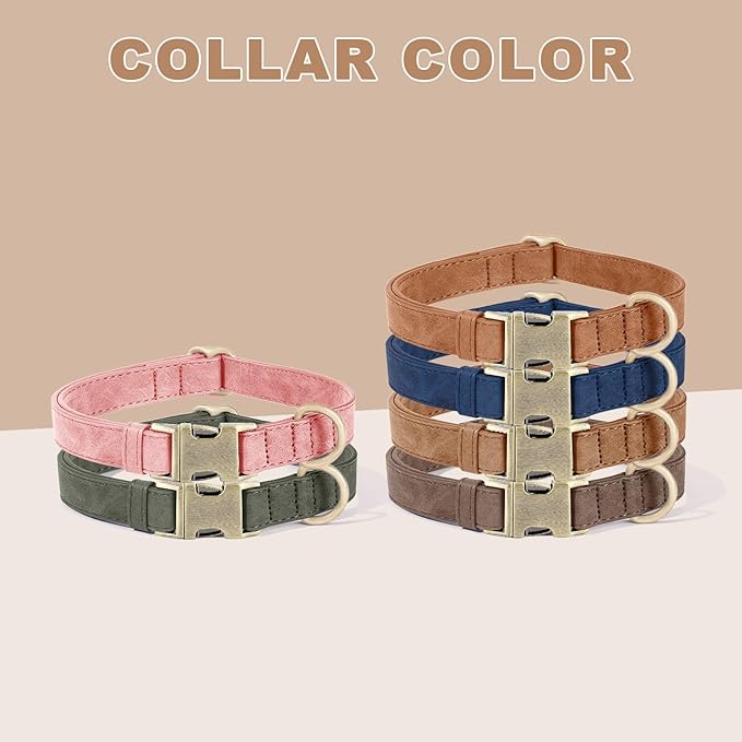 Genuine Leather Dog Collar - Adjustable Pet Collar with Quick Release Metal Buckle, Soft Skin Friendly Real Leather Collar for Small, Medium, Large Dogs (Brown, M:Fit 12-20" Neck)