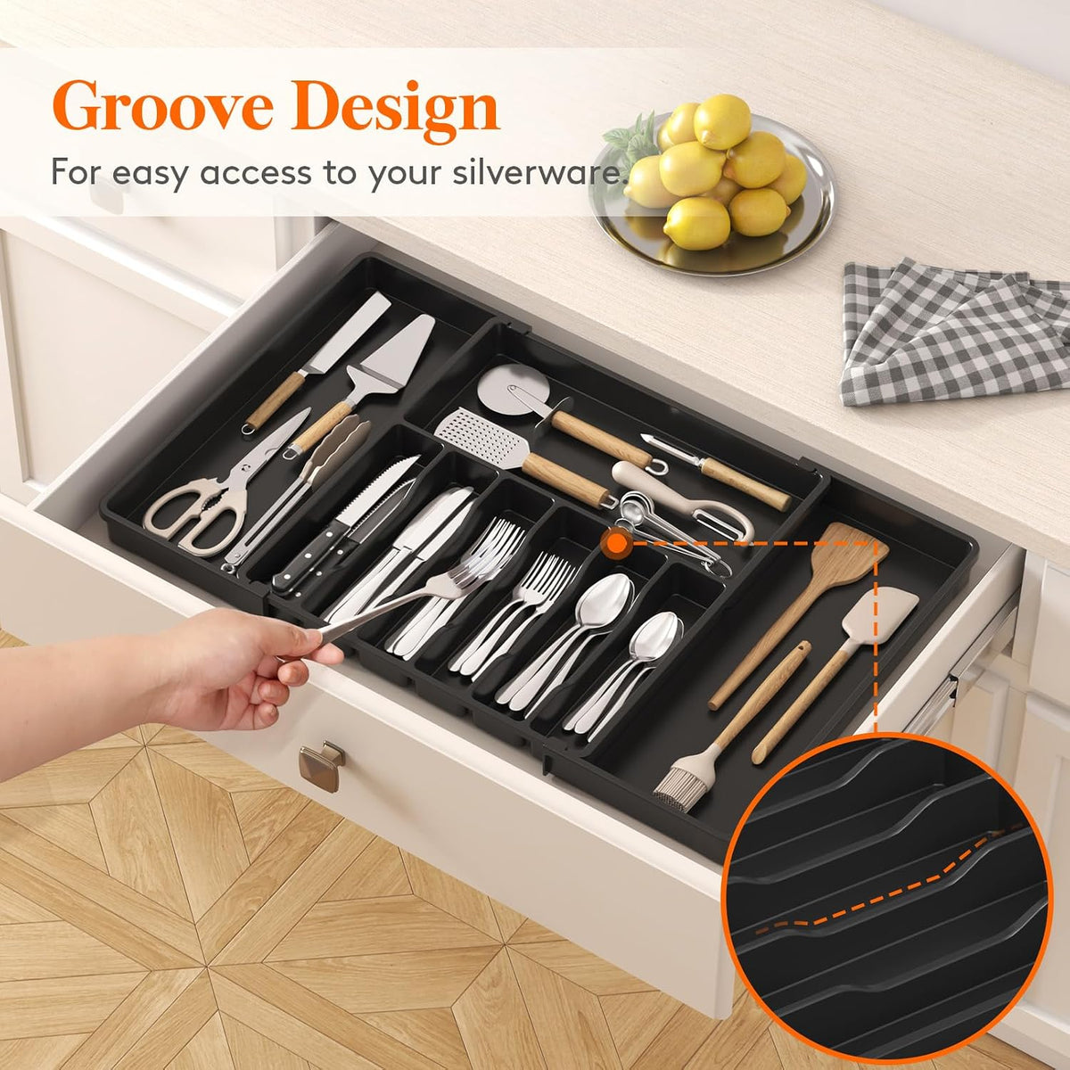 Lifewit Extra Large Silverware Drawer Organizer, Expandable Utensil Tray