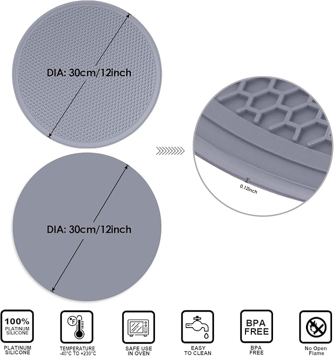 4 Pack 12 Inch Multi-Purpose Silicone Mat, As Drying Mat, Microwave Mat