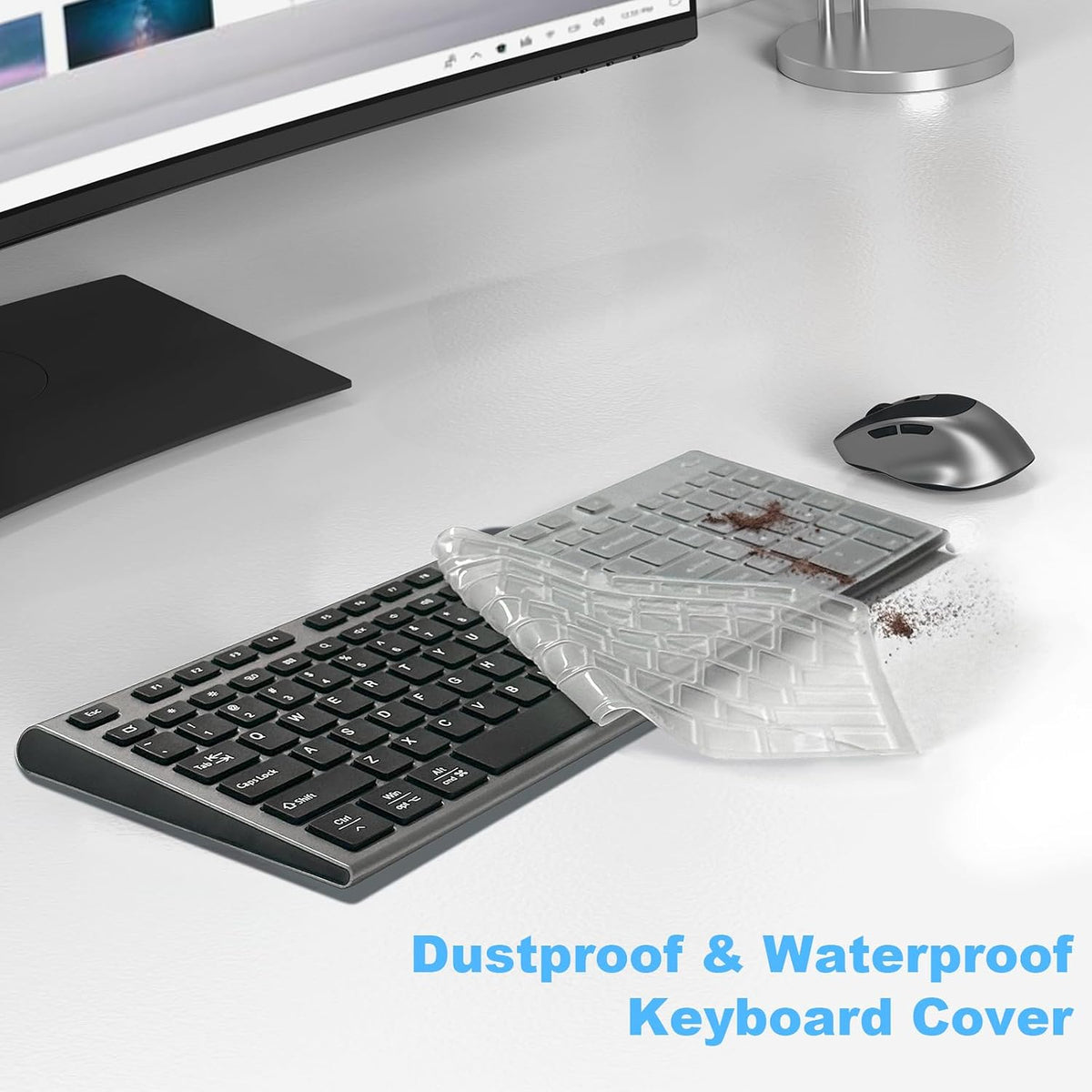 FENIFOX Rechargeable Wireless Keyboard and Mouse, with Number Pad Grey