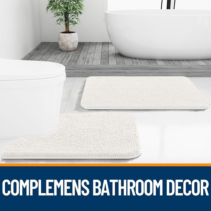 OLANLY Large Bathroom Rugs 40x24, Extra Soft Absorbent Chenille Bath Rugs
