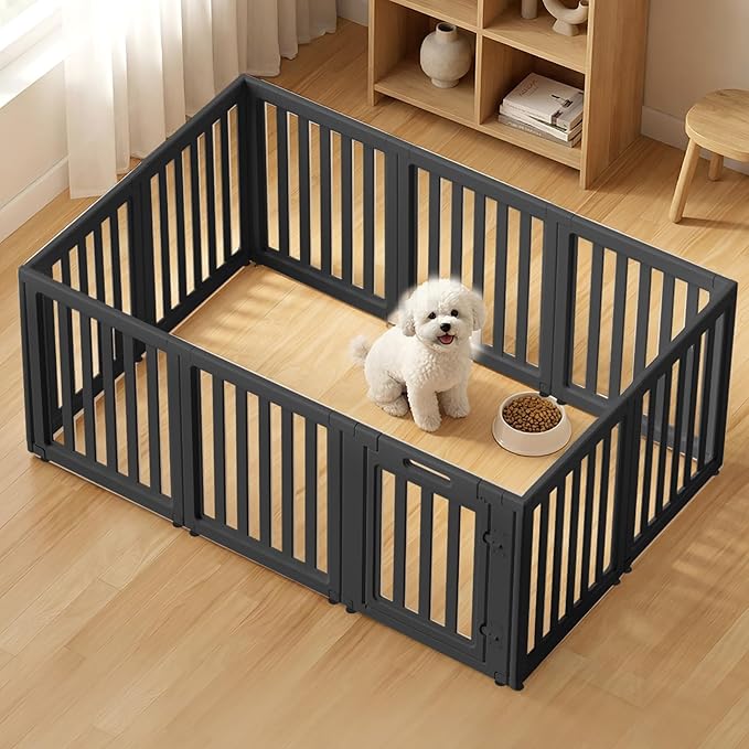 Dog Playpen,Clear Dog Pen, Acrylic Dog Pen,Easy to Install and Remove Dog Play Pen and Kennel Playpen, Suitable for Dogs, Cats,Dog Playpen Indoor (Black, 23.6 inch Height, 10 Panels)