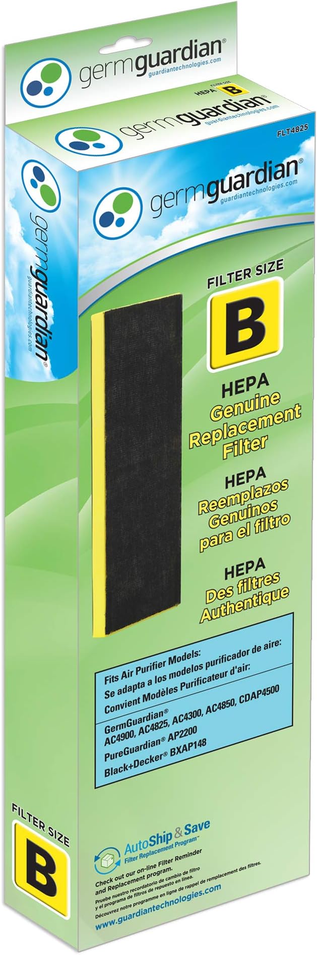 GermGuardian HEPA Pure Genuine Air Purifier Filter B, Removes 99.97% of