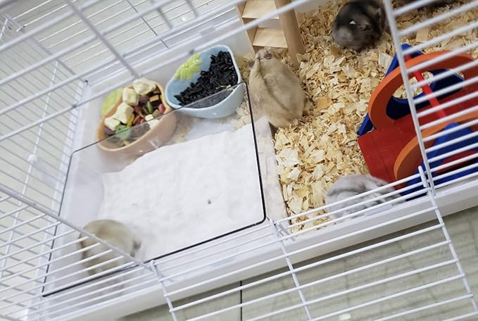 Cumuiu Hamster Sand Bathroom Clear Acrylic Toilet Tray Bathroom for Hedgehog Squirrel Hamster Guinea Pigs and Small Animal (Small)