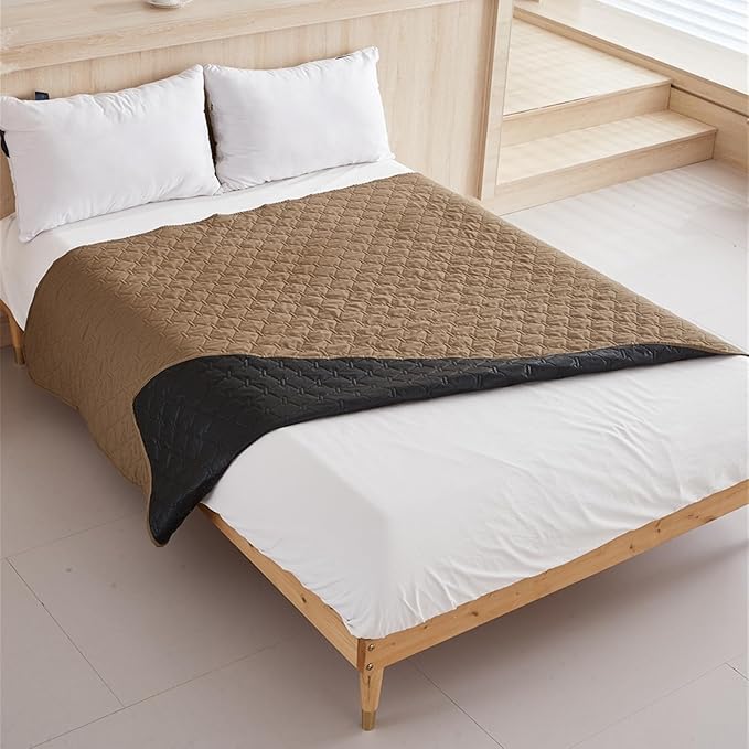 GIBZ Waterproof Dog Bed Blanket Cover Anti Slip Pet Furniture Protector Washable Large Washable Quilted Mat for Indoor, Grey, 75x180cm
