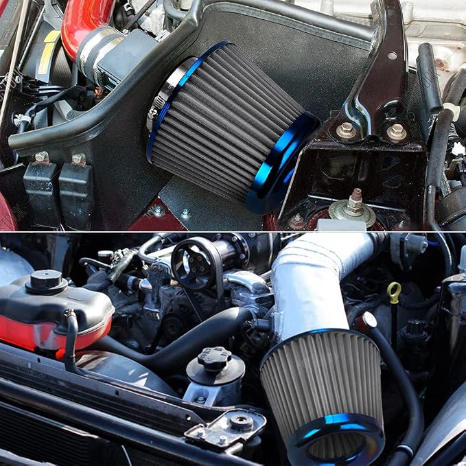 PTNHZ Universal Burnt Blue Neck 3" 76mm Car High Flow Cold Air Intake Air