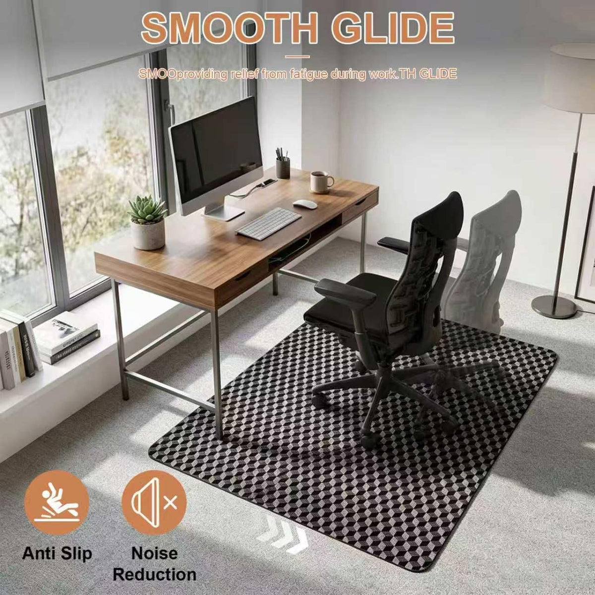 Office Chair Mat for Carpet - 36"x48" Heavy-Duty Protection for Low Pile Carpets - Not Suitable for Hardwood Floors,Black
