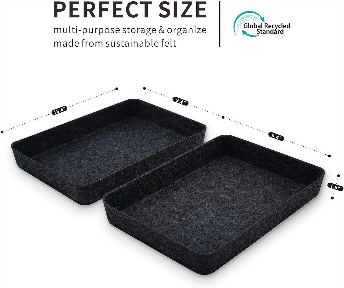 Welaxy 2pc Office desk drawer organizer tray documents Storage bin Charcoal