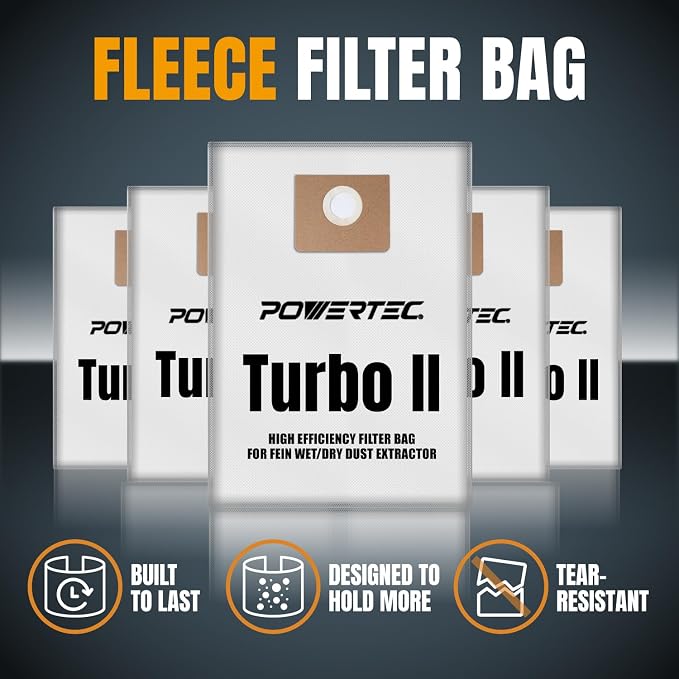 POWERTEC Fleece Filter Bag 5 Pack