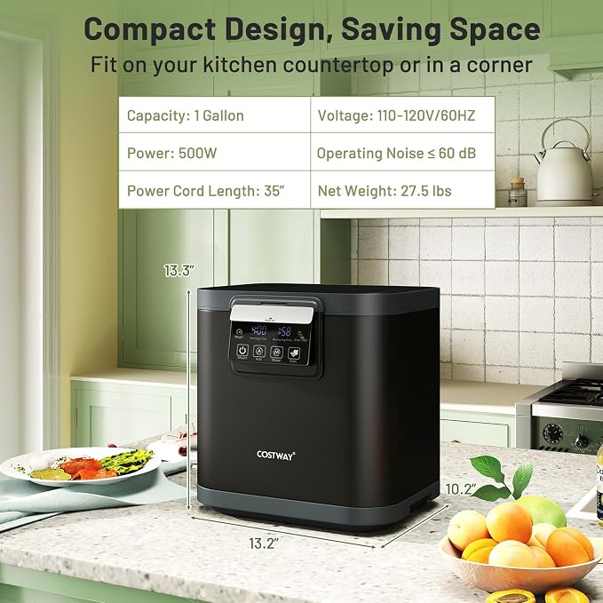 COSTWAY 4L Electric Composter for Kitchen, Smart Waste Dispenser Countertop