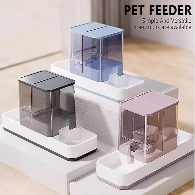 kathson Gravity Cat Food and Water Dispenser Automatic Dog Feeder Waterer 2 in 1 Auto Pet Food and Water Bowl Set Self Feeding for Puppy Kitten,Pink