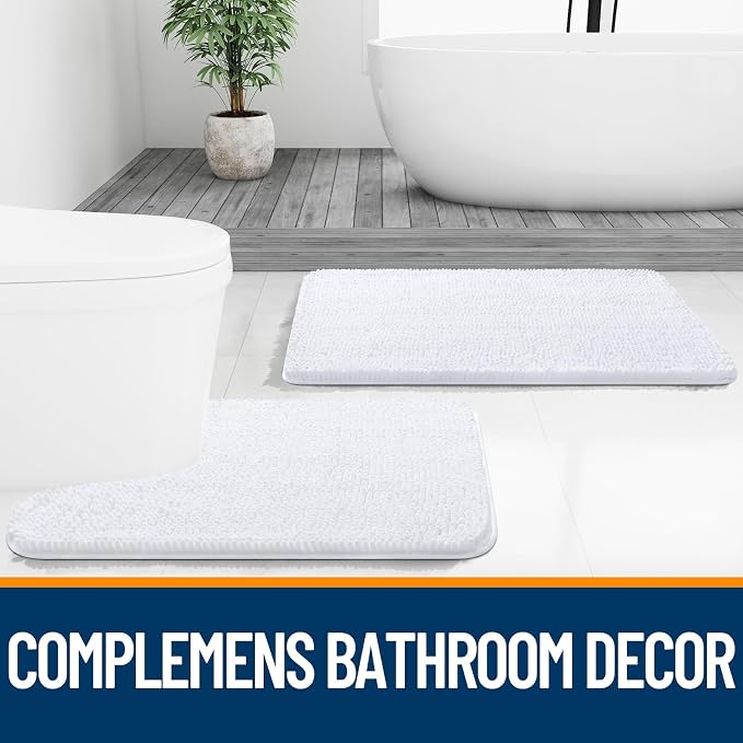 OLANLY Small Bathroom Rugs 24x16, Extra Soft Absorbent Chenille Bath Rugs