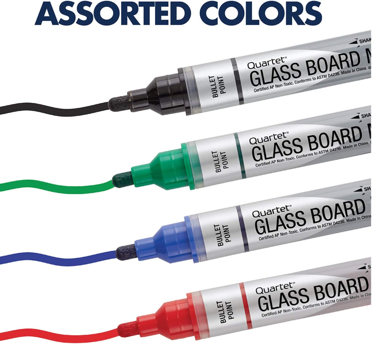 Quartet Glass Board Dry Erase Markers, Premium Whiteboard Markers, Bullet Tip, Assorted Colors, 12 Pack (79554)