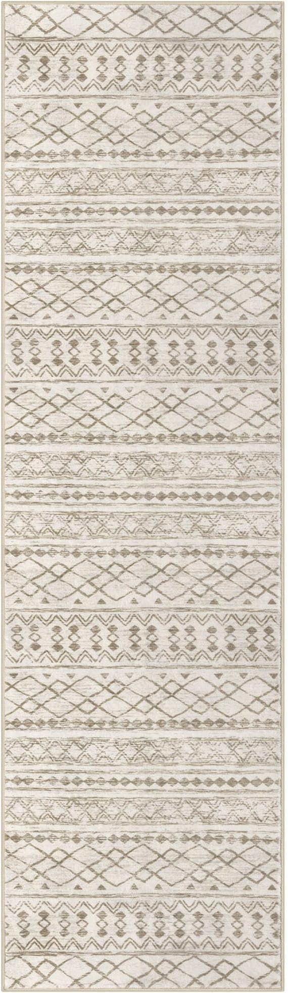 KUTA Moroccan Washable Kitchen Rugs 2x8 Non-Slip Vintage Beige Boho Rugs