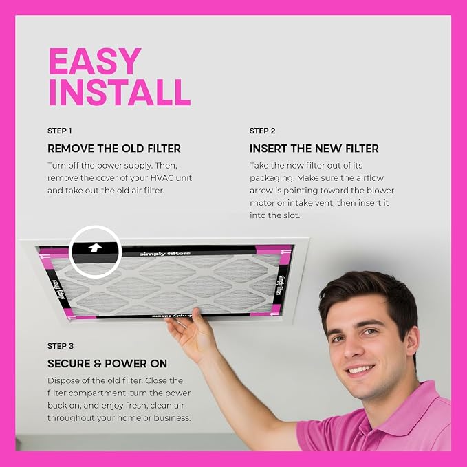 Simply 20x20x2 Air Filter, MERV 11, 12 Pack, Furnace Air Filter