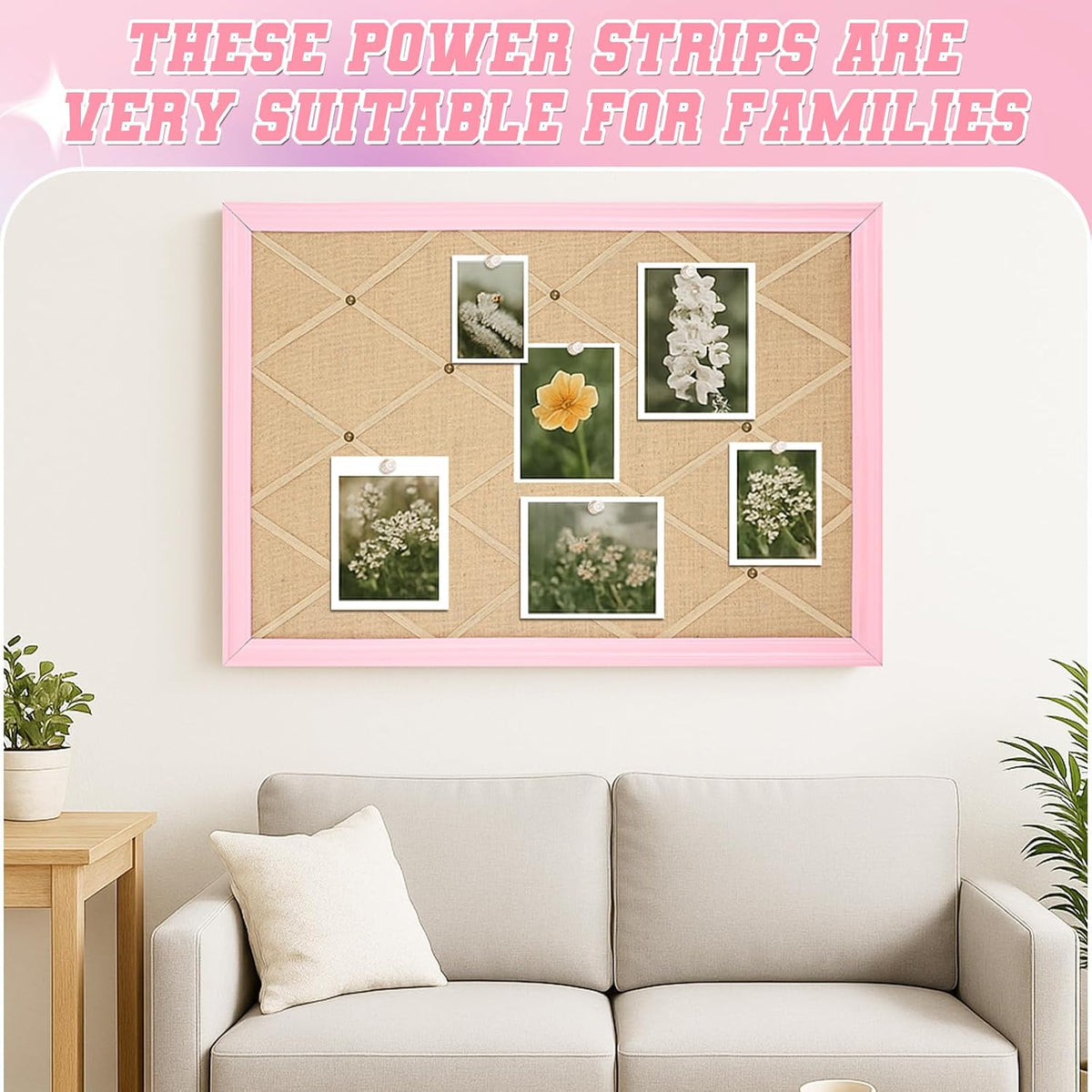 DoubleFill Pink Bulletin Board 21"×27" Linen Fabric Decorative Boards Hanging Memo Board with 20 Pushpins Large Cork Bulletin Boards for Home Office Decor Photos Display - Gold Linen with Pink Frame