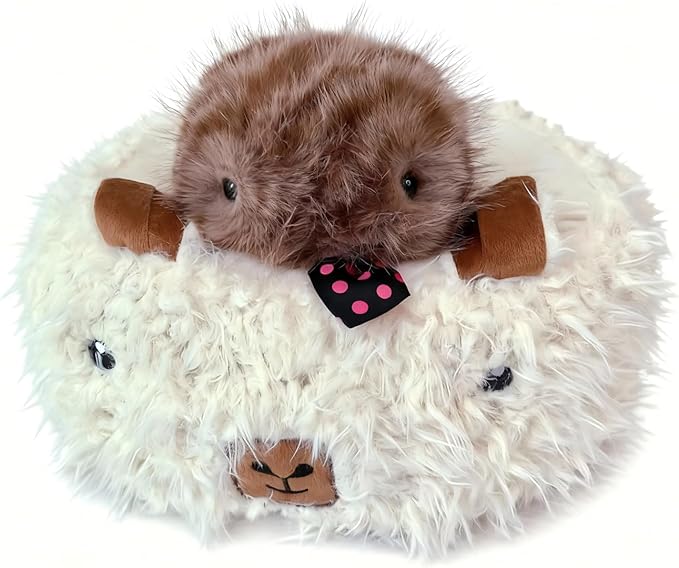 Plush Bed for Robot Pet Booboo, Small Dog, Cat (White)