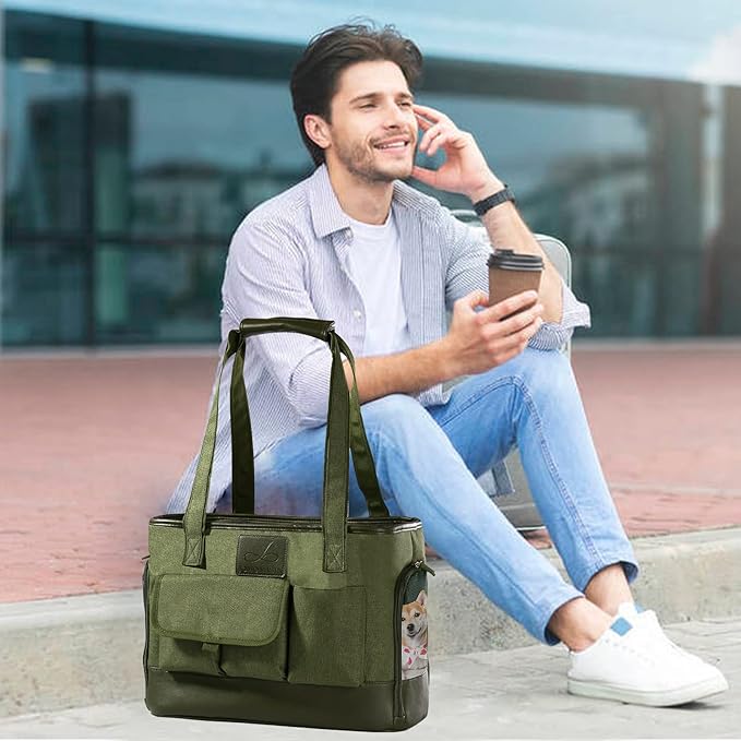 Dog Carrier, Cat Carrier, Pet Carrier, Foldable Waterproof Premium Oxford Cloth Dog Purse, Portable Bag Carrier for Small to Medium Cat and Small Dog(Green)